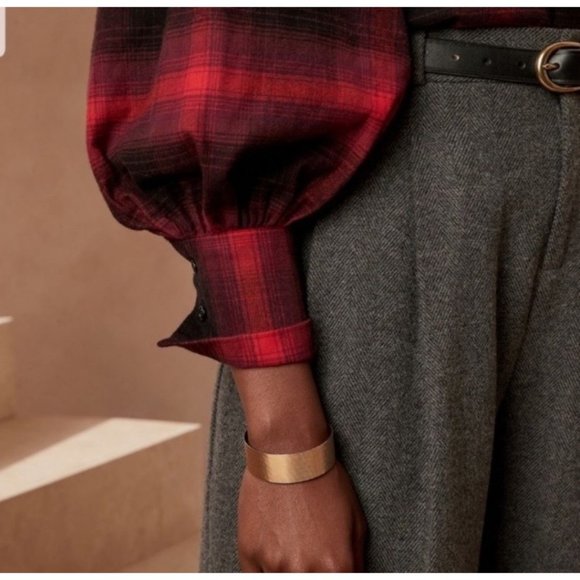 Banana Republic Plaid Flannel Shirt Blouse Long Sleeves Black White S - Picture 12 of 15